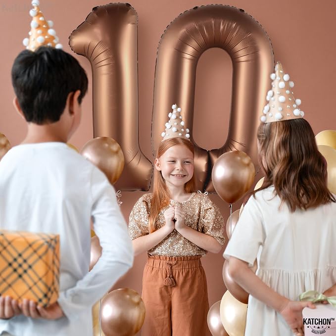 KatchOn Coffee Brown 10 Balloon Number 40 Inch | Coffee Number 10 Balloon - Image 3