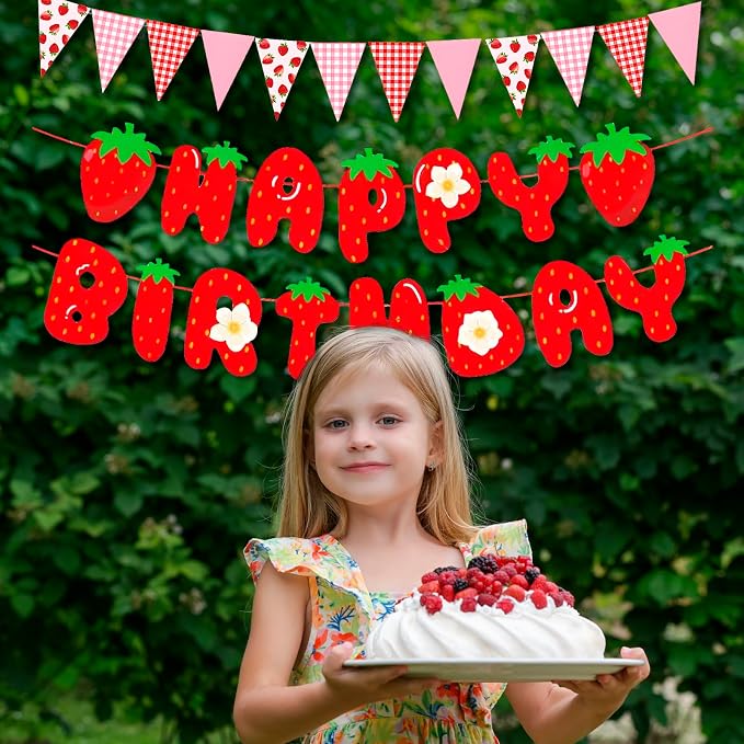 MEETINGU Strawberry Happy Birthday Banner - Image 4