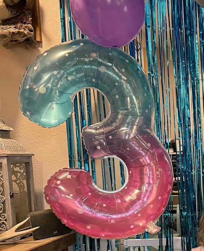 Number Balloons 40 Inch Pink Blue Purple 2 Balloon - Image 2