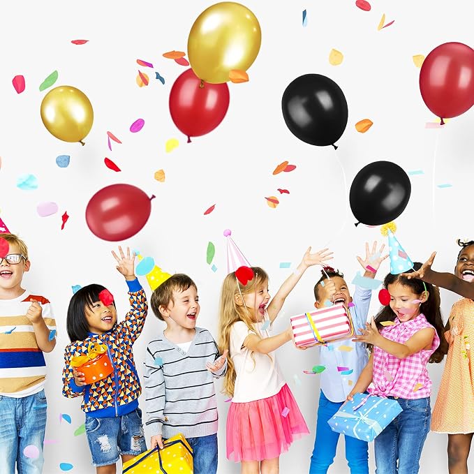 TecUnite 100 Pcs Red Black Gold Latex Balloons 5 Inch Colorful Round Balloons - Image 4