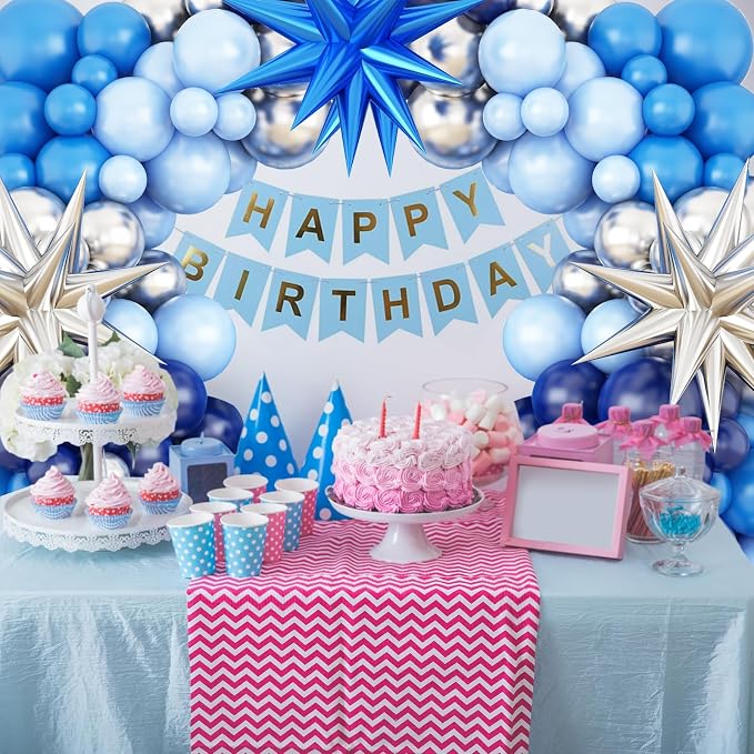 Blue Silver Balloon Arch Garland Kit, Baby Shower, Graduation, Anniversary - Image 5