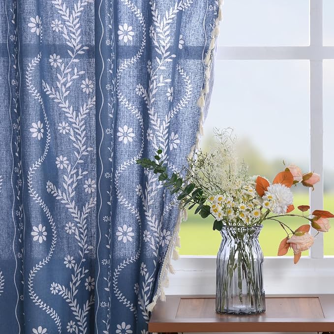 Schweek Navy Blue Tassels Curtains 96 Inches Length 2 Panels - Image 7