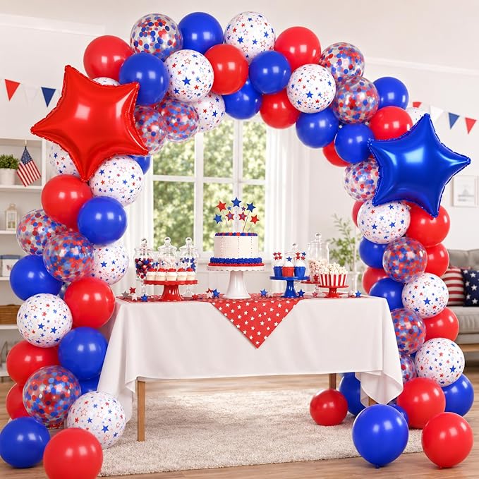 Red White Blue Balloons for Patriotic Decor | 12 Inch Red White Blue Confetti - Image 5