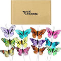 Ysleen 12 Set Monarch Butterfly Decoration Artificial Butterflies Feather Picks by Ysleen