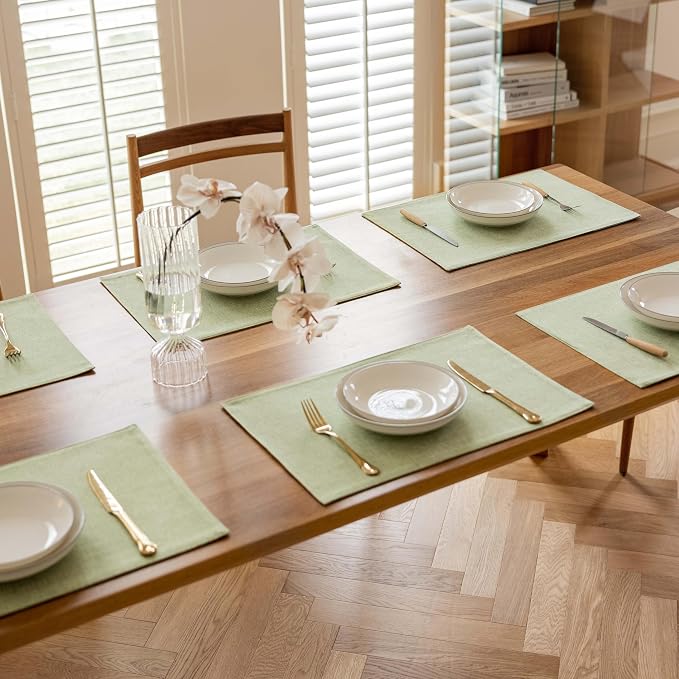 Demetex Green Placemats Set of 6 Washable Place Mats Heat Resistant Table Mats - Image 7