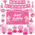 Pink Birthday Decorations for Women | Pre-Strung Happy Birthday Banner by Unknown