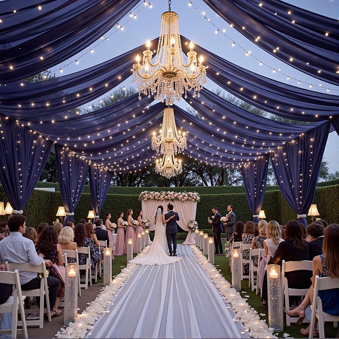6 Panels Dark Blue Ceiling Curtains - Image 4
