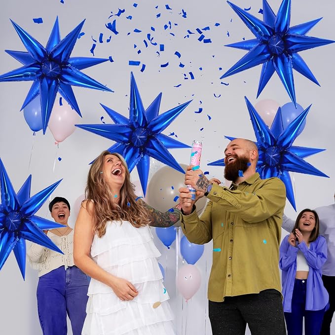 72 Pcs Star Balloons Foil Explosion Balloons Magic 12 Point Star Cone Balloon - Image 5