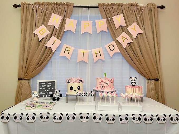 Happy Birthday Banner Pink Birthday Signs Party Supplies Garland Decorations - Image 6