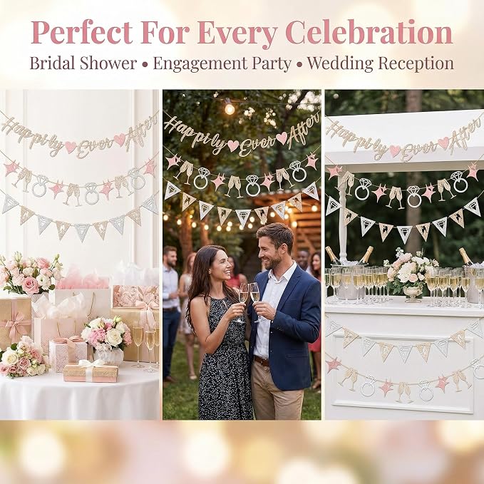 Hopecore Pre-Strung Happily Ever After Banner Set, Engagement Party, Wedding - Image 4