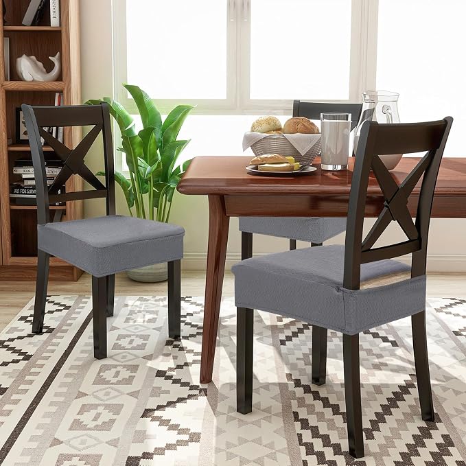 Smiry Waterproof Seat Covers for Dining Room Chairs, No Rear Covers | Stretch - Image 8