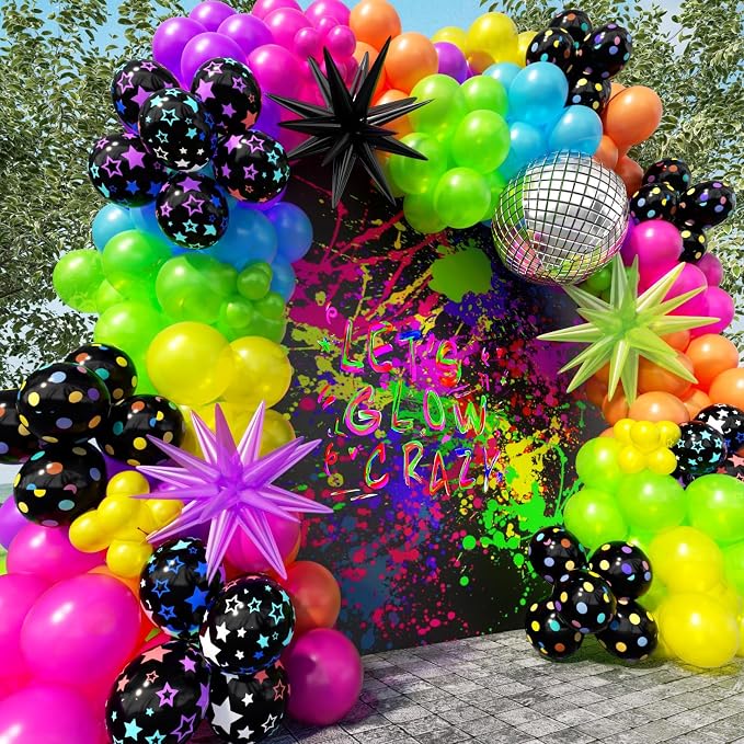 200Pcs Neon Balloons Arch Garland Kit by PTGOLUO
