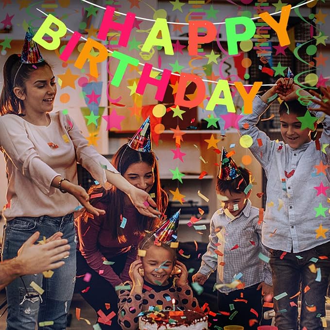 WELITTCON Neon 'Happy Birthday' Banner, UV Glow Party Supplies & Decorations - Image 7
