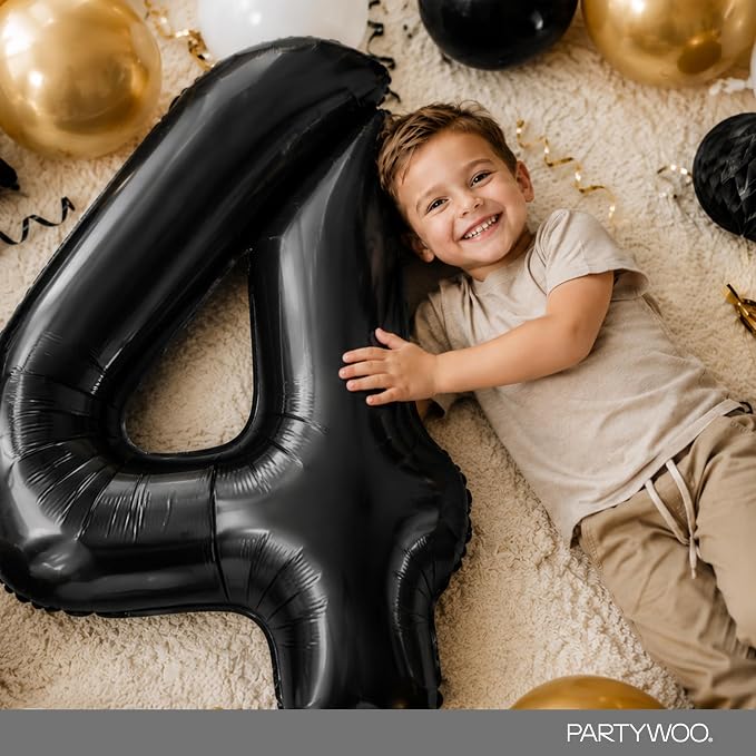 PartyWoo Number Balloons 40 Inch Black Number 4 Kit 25pcs - Image 3
