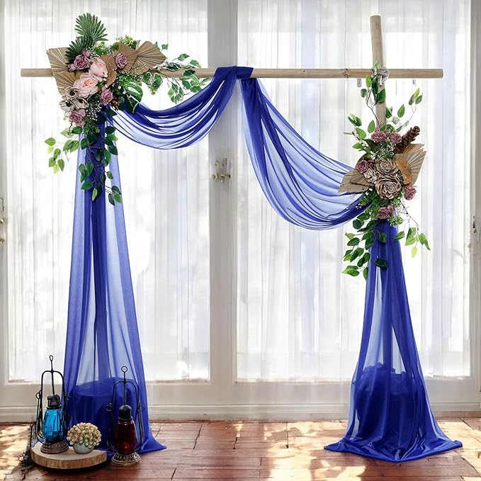MDS Halloween Chiffon Draping Fabric - 1 Panel, 30" Wide x 20ft Long - Sheer Spooky Arbor & Canopy Drapery for Haunted House Backdrops, Party Ceilings, DIY Costumes & Themed Events - Royal Blue