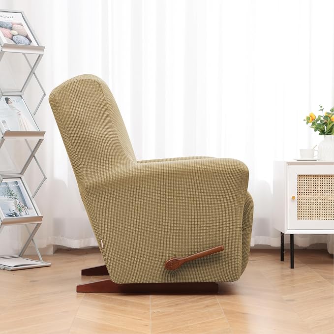 Recliner Chair Covers, 1-Piece Lazy Boy Recliner Covers, Tan | Washable Stretch - Image 3