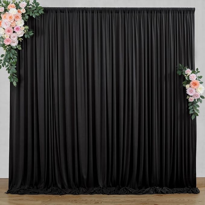 10 ft x 7 ft Wrinkle Free Black Backdrop Curtain by Outpain
