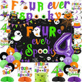 Halloween 4th Birthday Party Decorations Four Ever Spooky Backdrop Banner by Blisstock