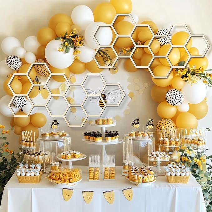 Silipull 2 Pcs 22 x 12 Inch Large Wood Honeycomb Decoration Honeycomb Wall - Image 2