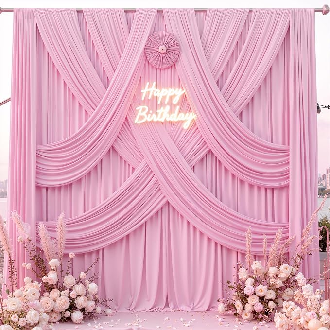 10 ft x 10 ft Pink Backdrop Curtains - Image 2