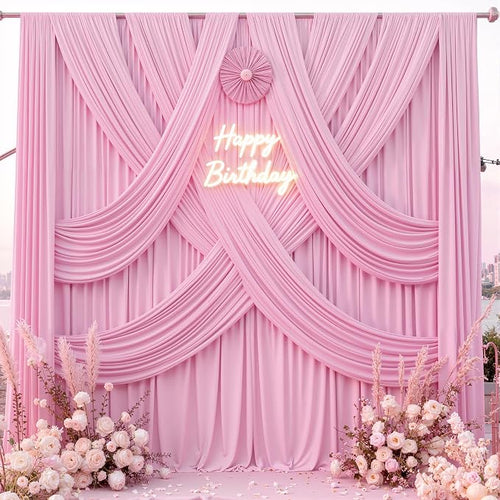 10 ft x 10 ft Pink Backdrop Curtains - Image 2