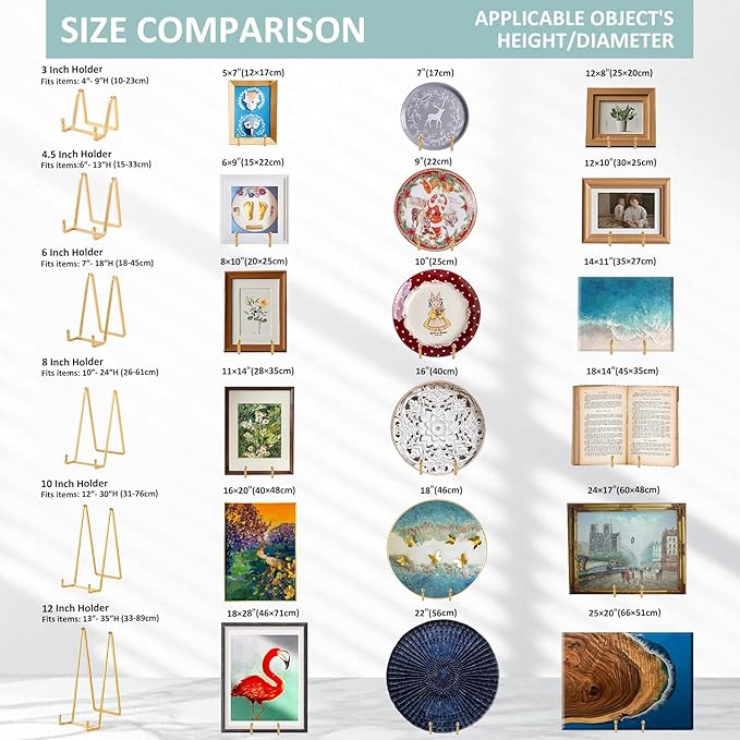 Plate Holder Easel Display Stand - 8 inch Metal Plate Stands for Display - Tabletop Picture Stand - Gold Iron Easels for Display Pictures | Photo Frames | Book | Decorative Plates | Plaque -2 Pack