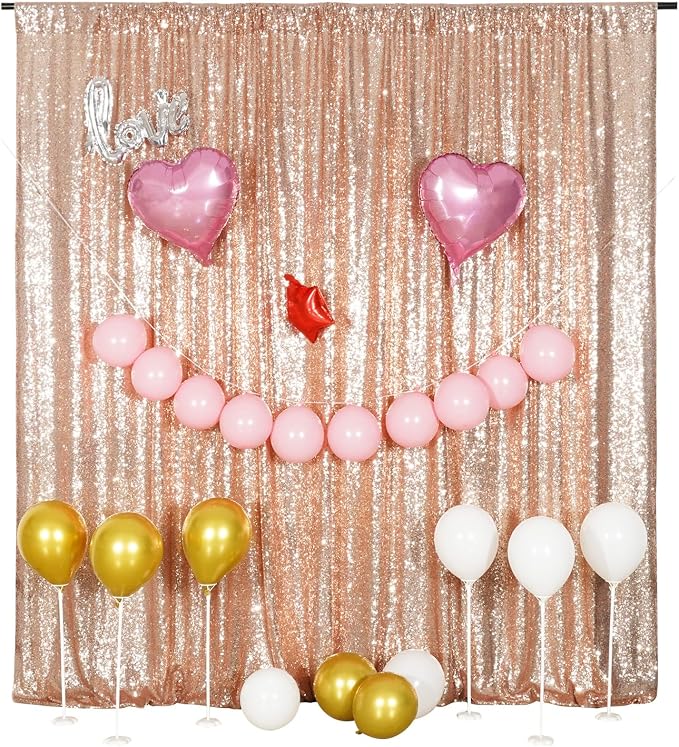 Poise3EHome Rose Gold Sequin Backdrop, 20Ft x 10Ft Glitter Photography - Image 3