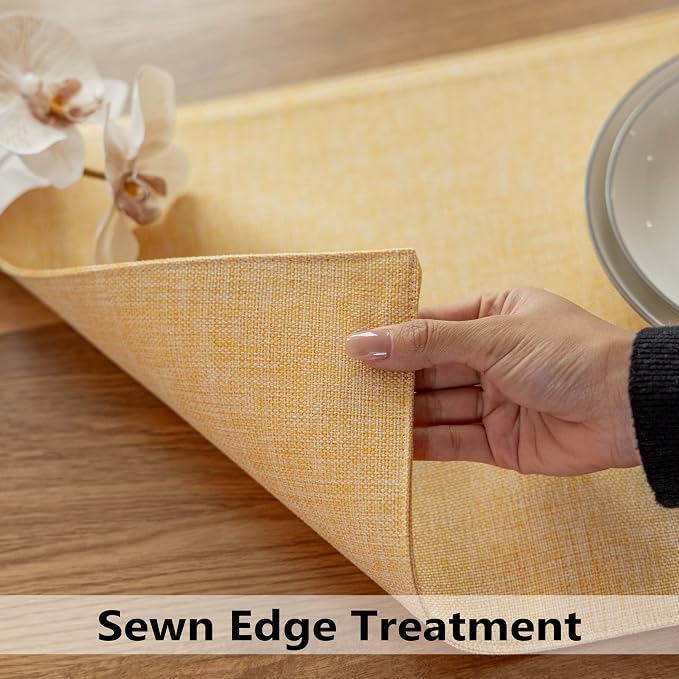 Demetex Yellow Placemats Set of 4 Fabric Table Place Mats - Image 5