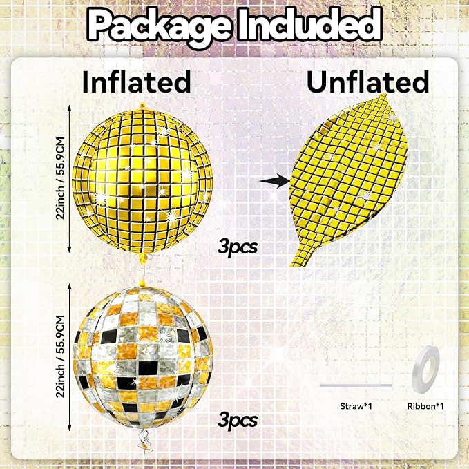 6pcs 22 Inch Multicolor Disco Ball Balloons - Image 4