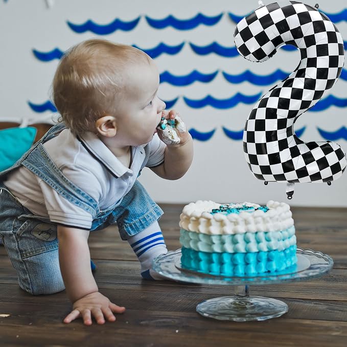 42 Inch Checkered Number Balloon 6, 6th Race Car Flag Birthday Party Supplies - Image 4