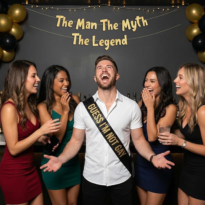 Pre-Strung The Man The Myth The Legend Gold Glitter Banner - Image 6