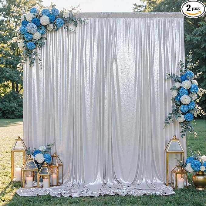 10x10FT Silver Sequin Backdrop Curtain by Unknown