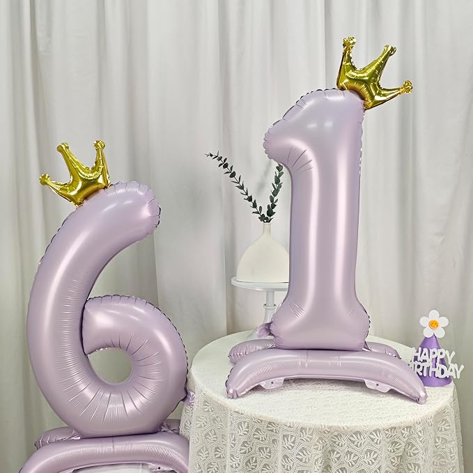 Standing Purple Crown Number 1 Balloon 40In Pastel Purple Crown 1 Balloon | - Image 4