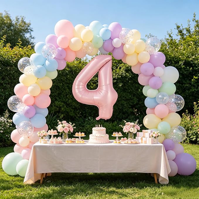 TONIFUL 40 Inch Pastel Pink Number 4 Balloons Large Foil 4th Birthday Decor | - Image 7