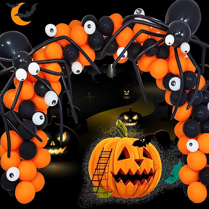 Orange and Black Balloons 50 Pack 12 Inch Black Orange Confetti Balloon - Image 7