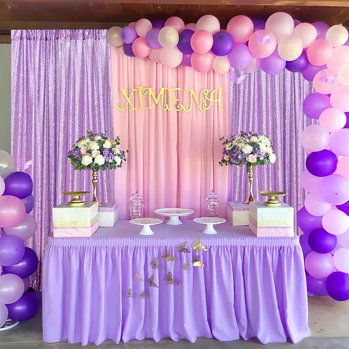 Lavender Sequin Backdrop Curtains 4 Pcs 2ftx8ft Glitter Shimmer Fabric | - Image 6
