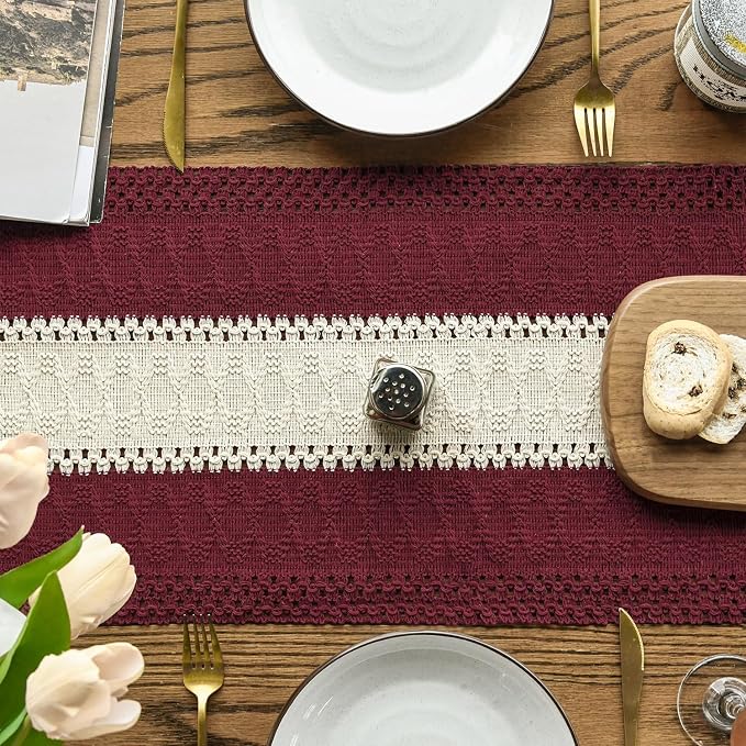 Artoid Mode Red Farmhouse Woven Table Runner 12x36 Inch | Holiday Rustic - Image 3
