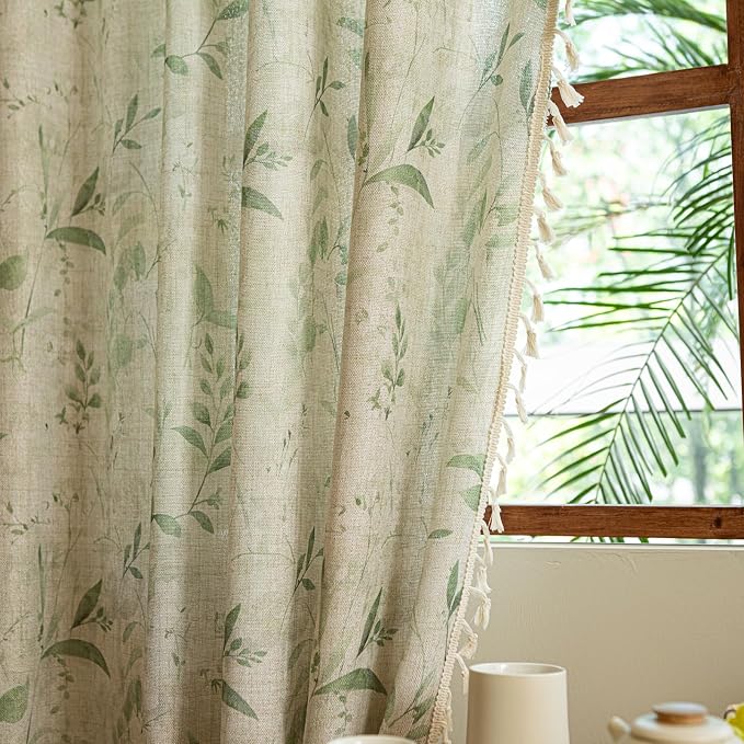 ENJOYBRIDAL Floral Curtains 96 Inches Long Light Filtering Semi Sheer Drapes - Image 6