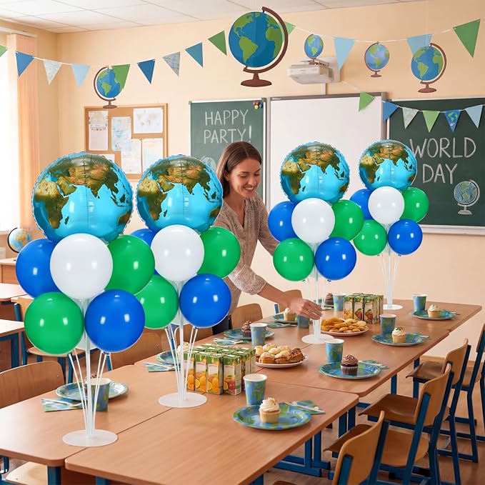 Gejoy 4 Set 40'' Globe Balloon Centerpieces Stands Kit- 22 Inch Earth Planet by Gejoy