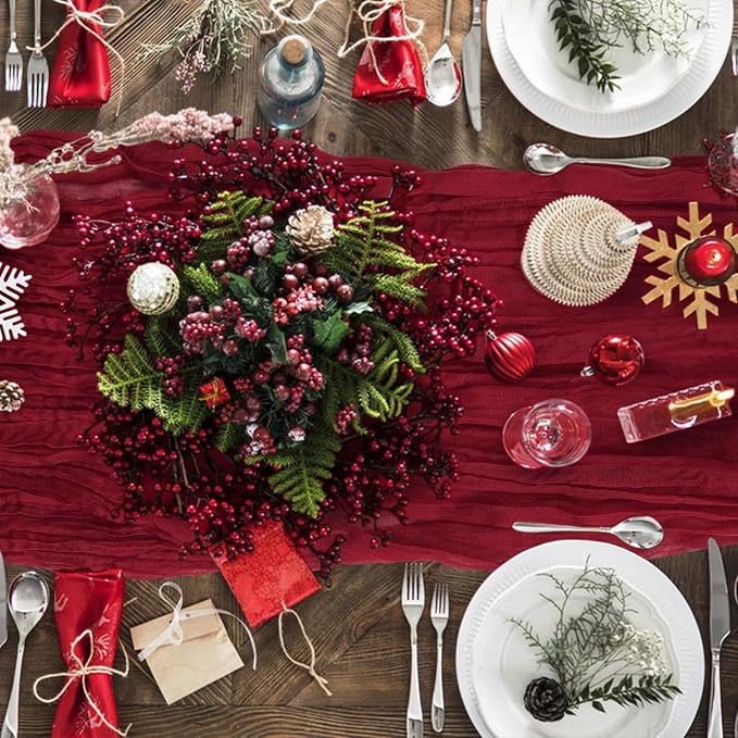 6 Pack Cheesecloth Table Runner 10Ft Christmas Gauze Boho Table Runners - Image 5