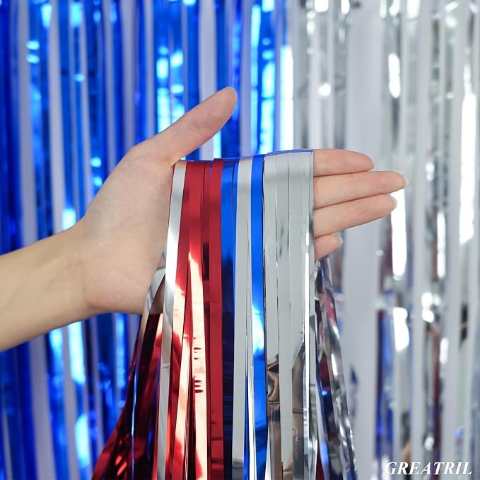 Blue Silver Red Party Streamers - Image 4