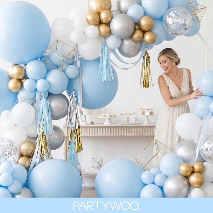 PartyWoo Baby Blue Balloons 100pcs Light Pastel Sky Aqua Blue Color | Different - Image 9
