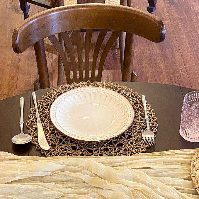 AHHFSMEI Paper Braided Round Placemats Set of 12 Natural Non-Slip Heat - Image 7