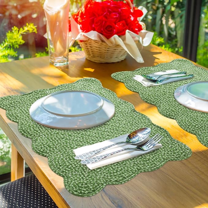 HOMBYS Quilted Placemats Set of 6 Washable-13x18 inches Rectangular Placemats - Image 7