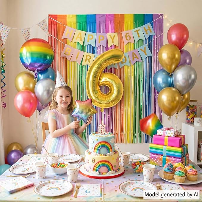 Gold Number 6 Balloon 40 Inch, Shiny Gold Foil Decor - Image 2