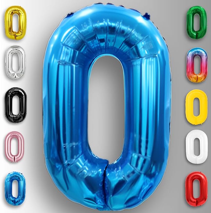 Blue Number Balloon 0 Mylar Foil Balloons 40 inch - Image 6