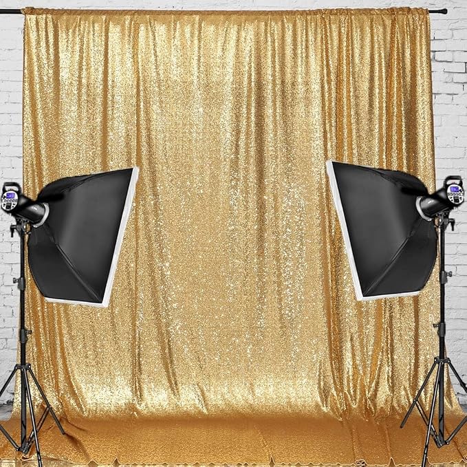 Gold Sequin Backdrop 10FTx10FT NO See-Through Photobooth Backdrop Curtains by JuyaDelight