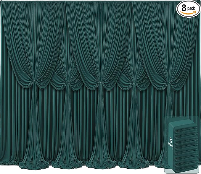 8 Panels Hunter Green Backdrop Curtains by Tao-GePartyDecorations