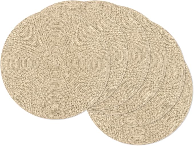 SHACOS 15 inch Round Braided Placemats Set of 6 Cotton Polyester Heat Resistant by SHACOS