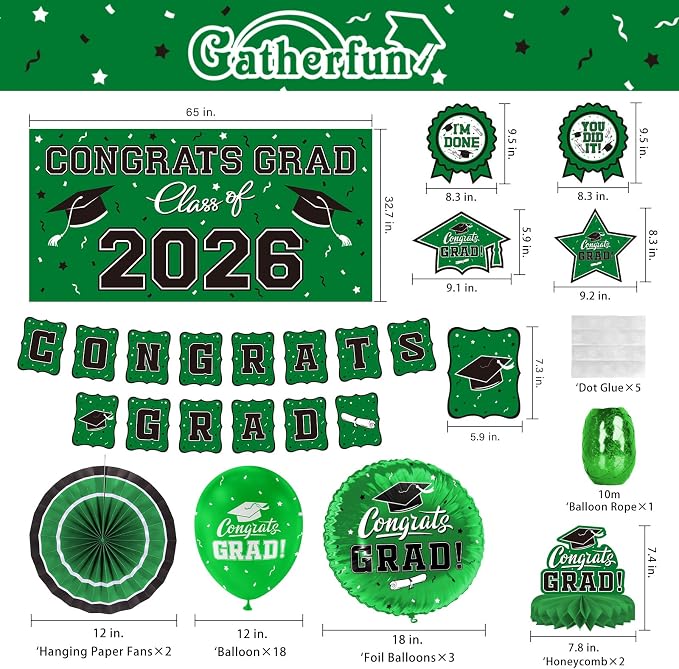 Green Themed 2026 Graduation Decorations Set - Image 2